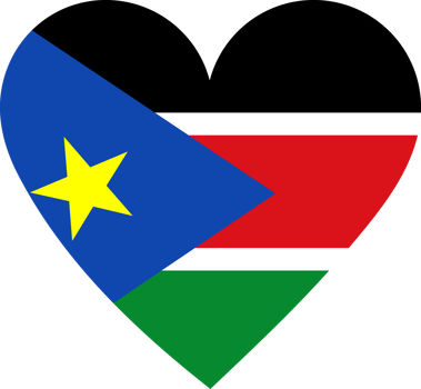 South Sudan flag in the shape of a heart. png