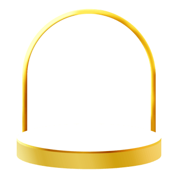 White and Gold 3D Podium with Golden Arch Perfect for Product Display, Layout, and Showcase png