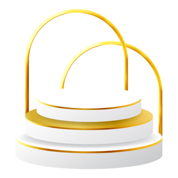 White and Gold 3D Podium with Golden Arch Perfect for Product Display, Layout, and Showcase png