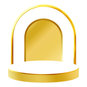 White and Gold 3D Podium with Golden Arch Perfect for Product Display, Layout, and Showcase png
