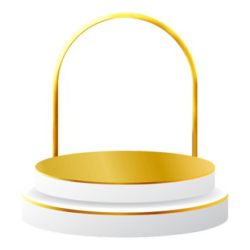 White and Gold 3D Podium with Golden Arch Perfect for Product Display, Layout, and Showcase png