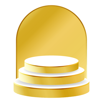 White and Gold 3D Podium with Golden Arch Perfect for Product Display, Layout, and Showcase png