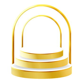 White and Gold 3D Podium with Golden Arch Perfect for Product Display, Layout, and Showcase png