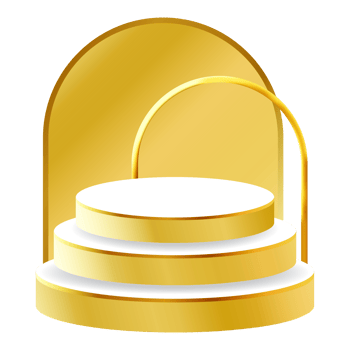 White and Gold 3D Podium with Golden Arch Perfect for Product Display, Layout, and Showcase png
