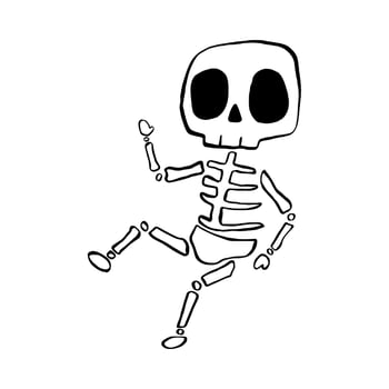 Vector illustration of Halloween Skeleton cartoon line on white background.
