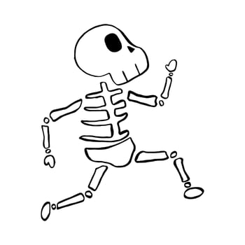 Vector illustration of Halloween Skeleton cartoon line on white background.