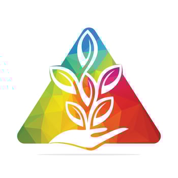 Plant in Hand Vector Logo Design. Natural Products Logo. Cosmetics icon. Spa logo.