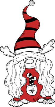 Christmas gnome girl with deer antlers and caramel stick png