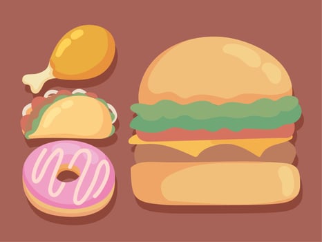 set of fast food vector