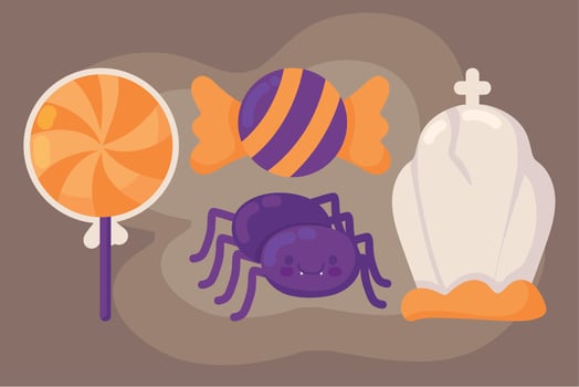 halloween miscellaneous, icon set vector