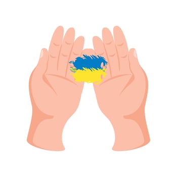 hands ukraine flag, pray for Ukraine vector