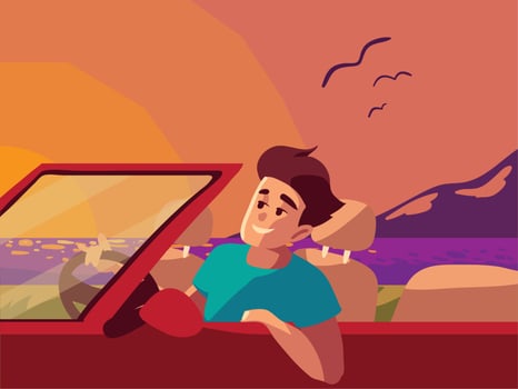 man road trip vector