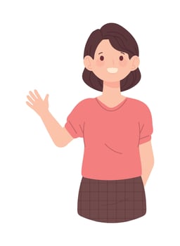 korean woman waving hand vector