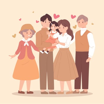 korean family characters vector