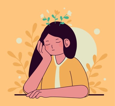 mental health, woman think positive vector