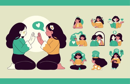 set of people and mental health vector