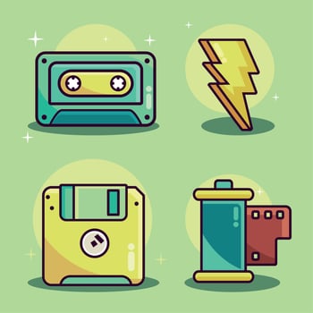 icons, 90s modern style vector