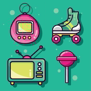 90s modern style, set vector