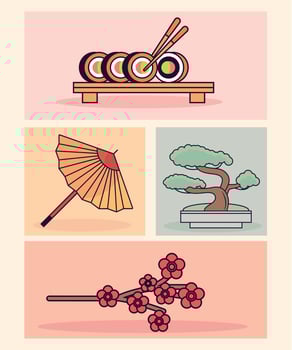 icon set, japanese culture vector