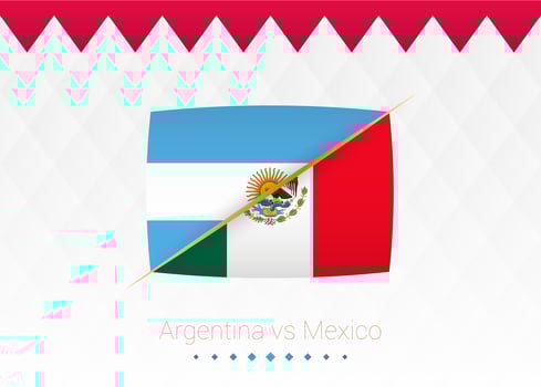 National football team Argentina vs Mexico. Soccer 2022 match versus icon. vector