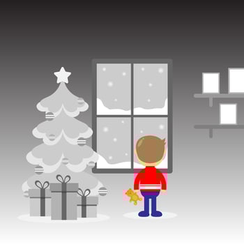 Lonely child on Christmas Eve. Suitable for news illustration on Christmas day vector