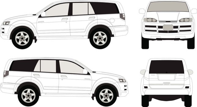 Vector outline illustration car set suv isolated on white background