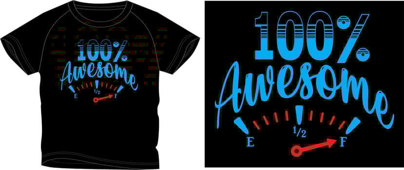 100 percent awesome trendy stylish t shirt graphic design vector illustration
