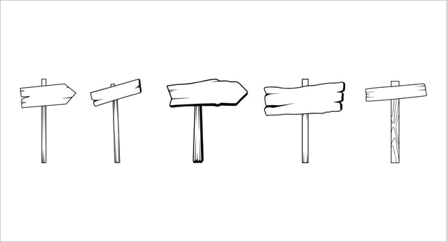 Set of Wooden Road Illustrations White Background vector
