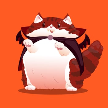 cute vampire cat vector illustration