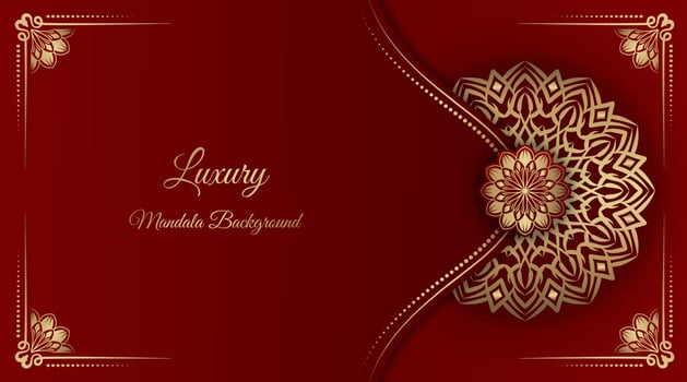 luxury mandala background, red and gold vector