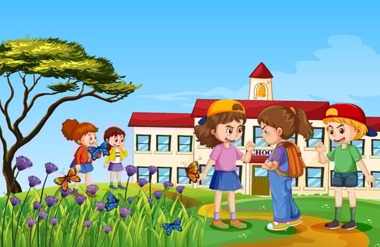 A girl bullied by other kids vector