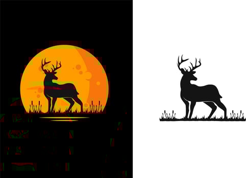 Silhouette of deer logo design template vector