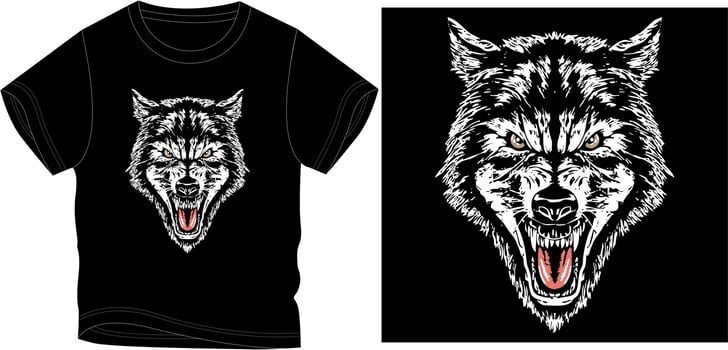 Angry wolf trendy stylish t shirt graphic design vector