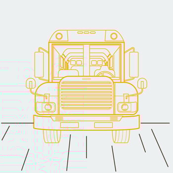 Editable Front View School Bus Vector Illustration in Outline Style for School and Education or Transportation Related Design