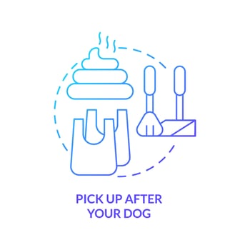 Pick up after your dog blue gradient concept icon. Pup excrements. Road trip with pets advice abstract idea thin line illustration. Isolated outline drawing. vector