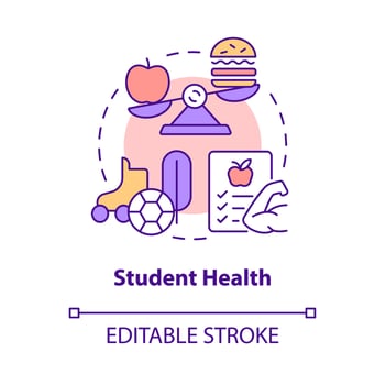 Student health concept icon. Physical activities. Problem in public schools abstract idea thin line illustration. Isolated outline drawing. Editable stroke. vector