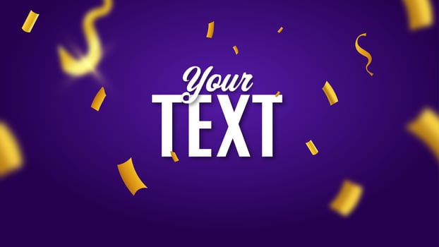 Golden confetti on a purple background. Special eve vector illustration.