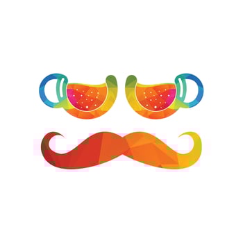 Mustache chief coffee logo vector design. Chief wears coffee cup glasses concept design.