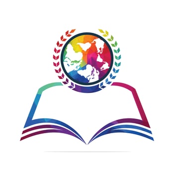 Education badge logo design. Global book education design logo template. vector