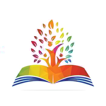 Education tree growth on book idea vector logo. Students with Graduation cap vector design.