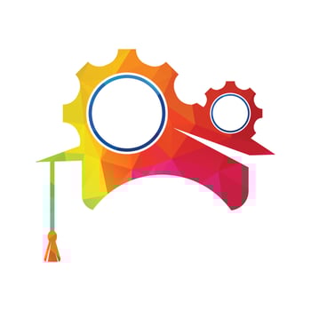 Graduation cap With Gear icon. Technical education logo. vector
