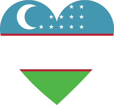 Uzbekistan flag in the shape of a heart. png