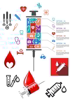 Medical and hospital infographics with icons vector