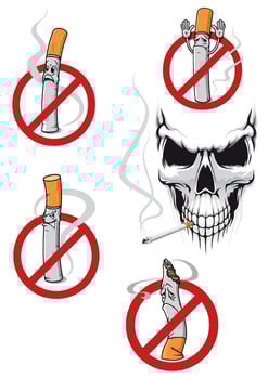 No smoking sign and skull vector