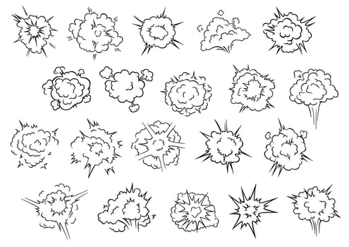 Cartooned comic book explosion clouds vector