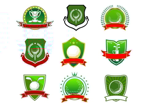 Golf emblems and logos in heraldic style vector