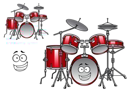Red drum kit cartoon character vector