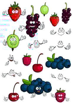 Healthy berries and fruits characters vector