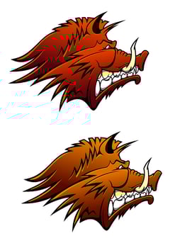 Wild boar mascot with big tusks vector