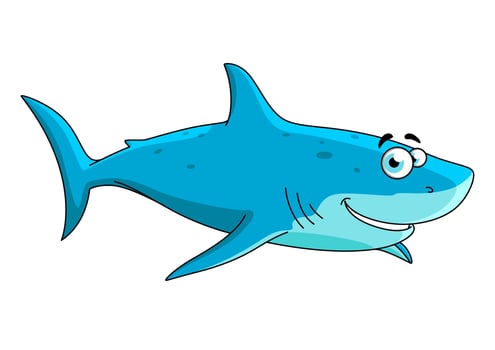 Swimming big shark cartoon character vector